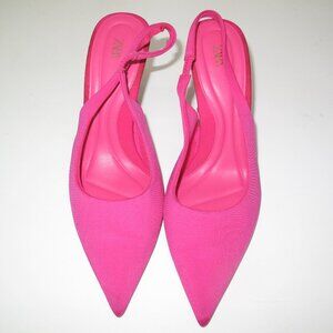 ZARA Pink Slingback Pointed‑Toe Heels – Size 7.5
